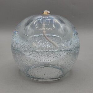 Polish Clear Glass Oil Lamp With Bubbles Handmade in Poland